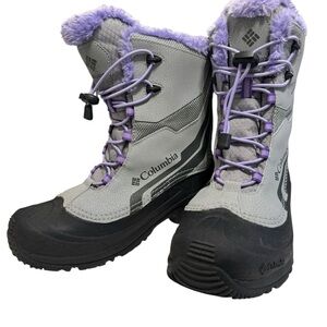 Columbia Women's Fur Lined Winter Boots Size 7 Purple Gray Waterproof